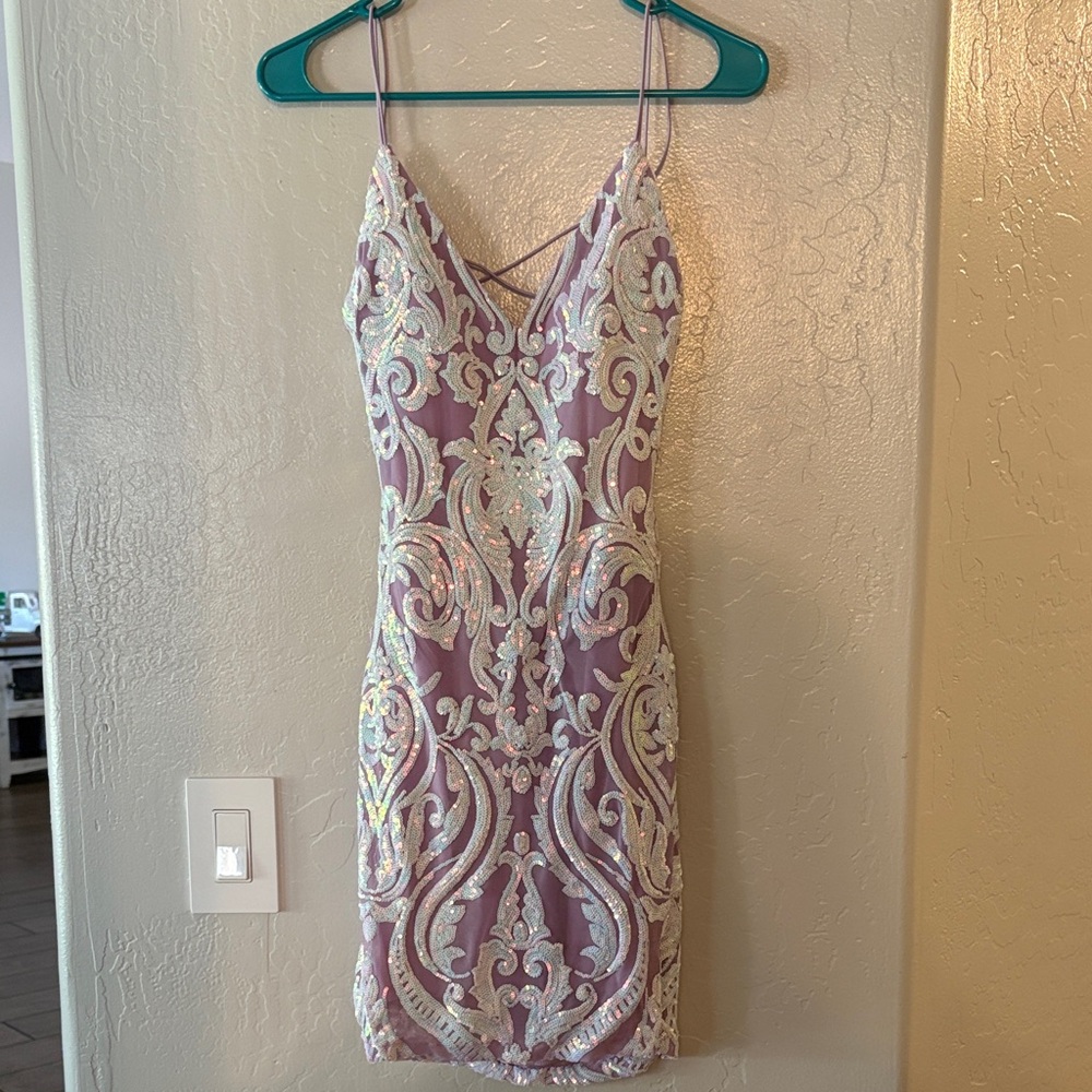 Windsor Lilac Sequin Embellished Mini Dress